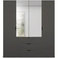 Lias 4 Door Wardrobe with Mirror - Black