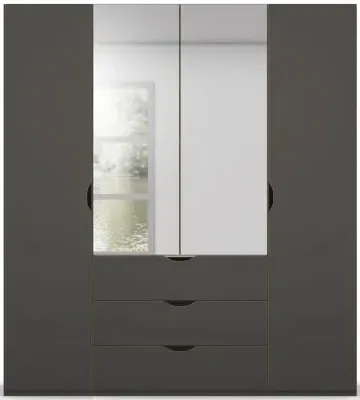 Lias 4 Door Wardrobe with Mirror - Black