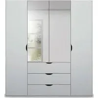 Lias 4 Door Wardrobe with Mirror - Grey