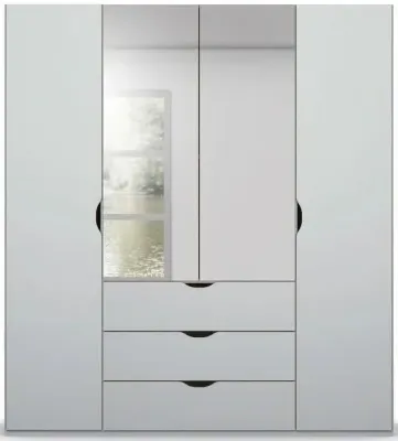 Lias 4 Door Wardrobe with Mirror - Grey