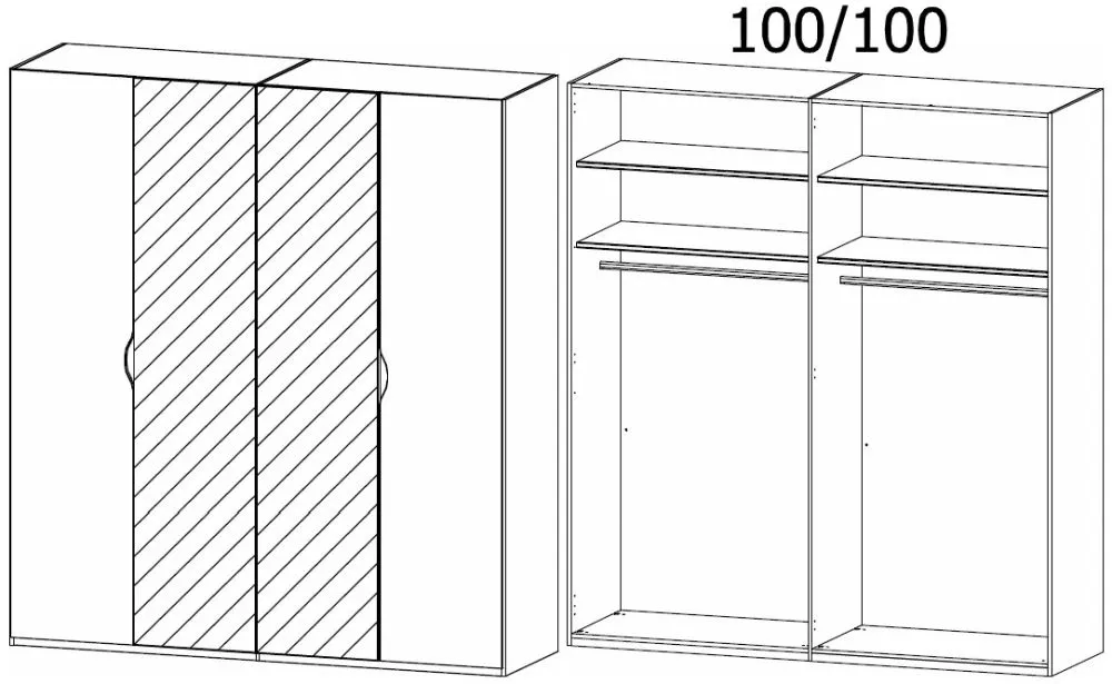 Lias 4 Door Wardrobe with Mirror - Grey