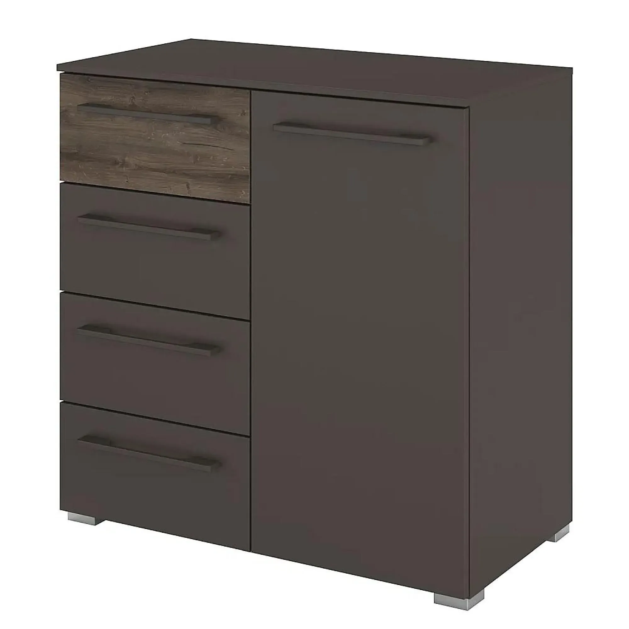 Luana 1 Door Small Sideboard - Graphite, Atlantic Dark Oak