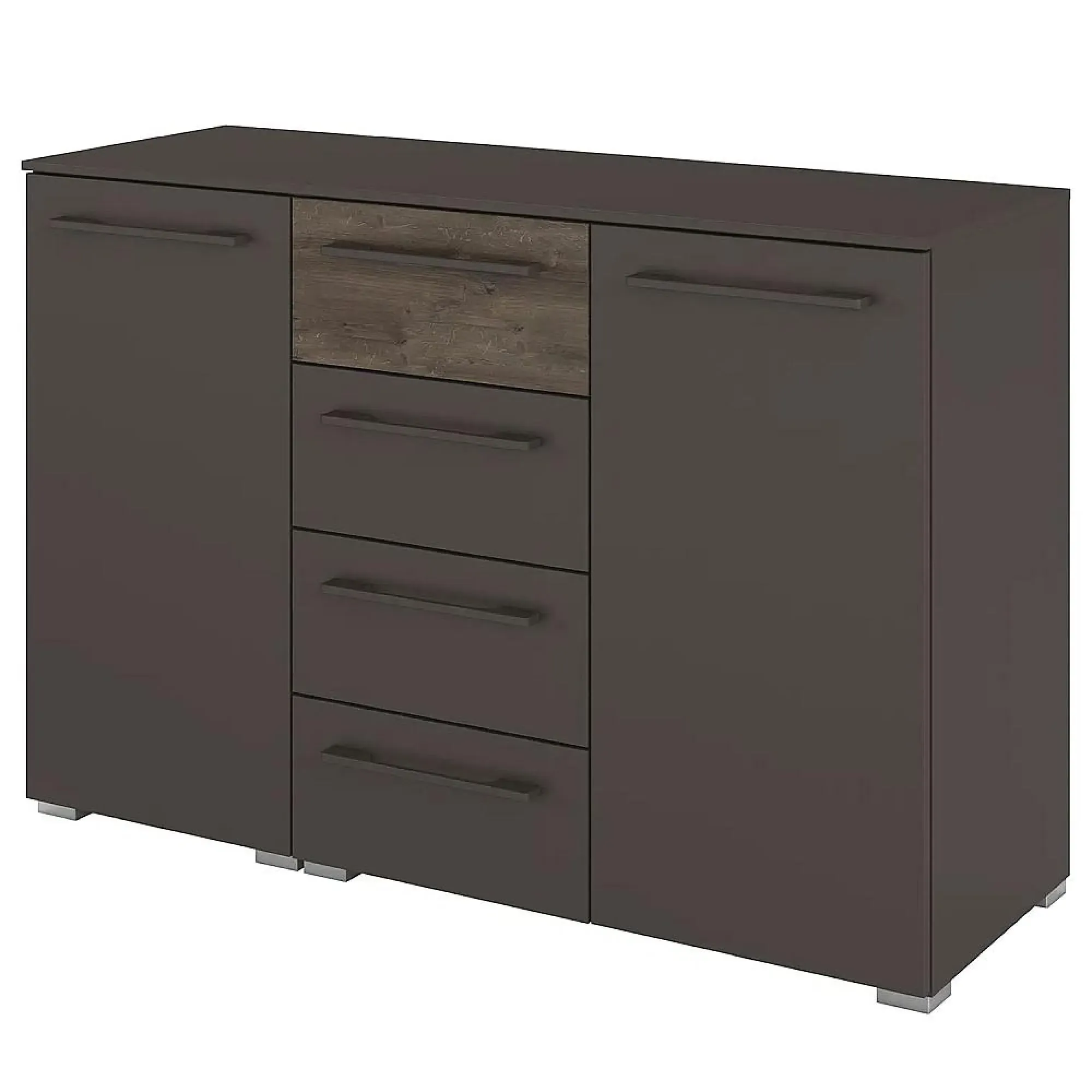 Luana 2 Door Large Sideboard - Graphite, Atlantic Dark Oak