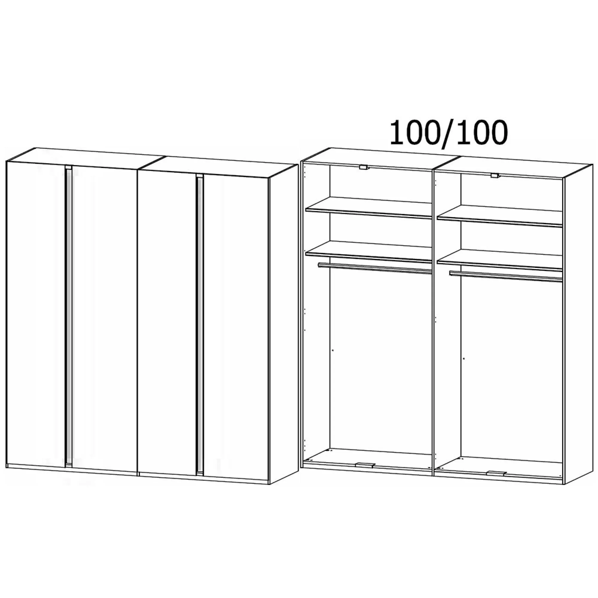 Luana 4 Door Wardrobe - Graphite, Atlantic Dark Oak