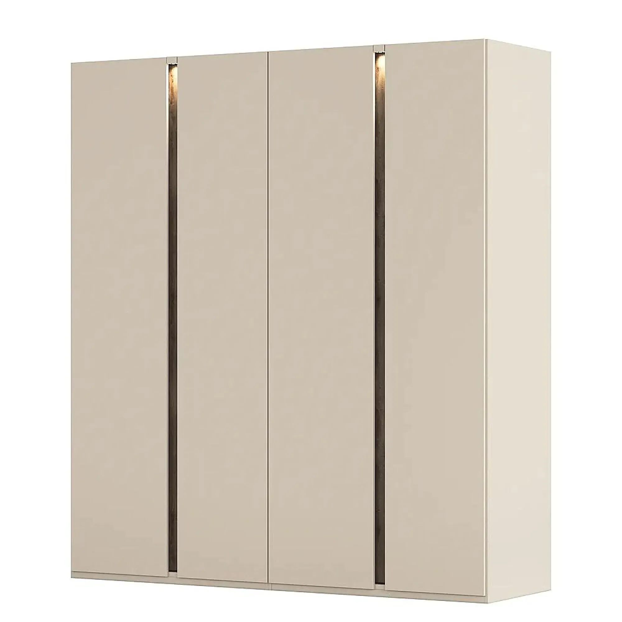 Luana 4 Door Wardrobe with Lighting - Champagne, Atlantic Dark Oak