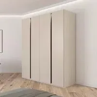 Luana 4 Door Wardrobe with Lighting - Champagne, Atlantic Dark Oak