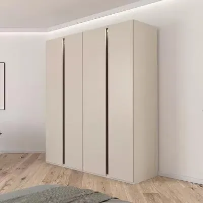 Luana 4 Door Wardrobe with Lighting - Champagne, Atlantic Dark Oak