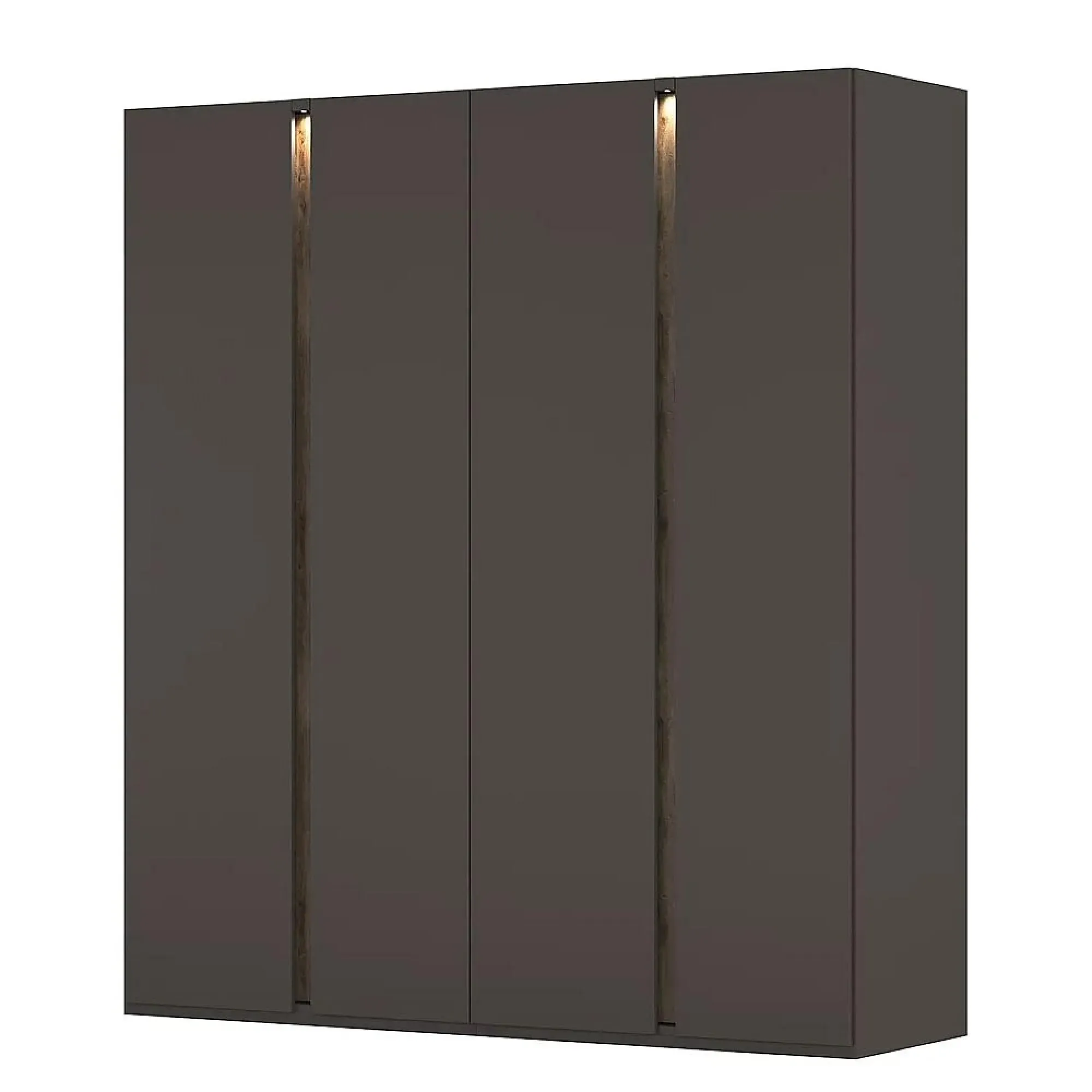 Luana 4 Door Wardrobe with Lighting - Graphite, Atlantic Dark Oak