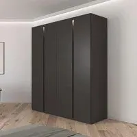 Luana 4 Door Wardrobe with Lighting - Graphite, Atlantic Dark Oak