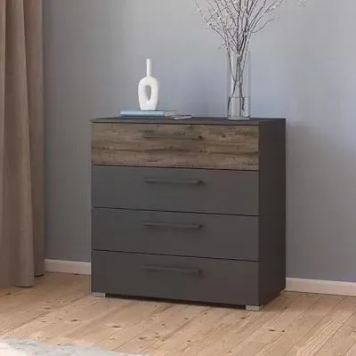 Luana 4 Drawer Chest - Graphite, Atlantic Dark Oak