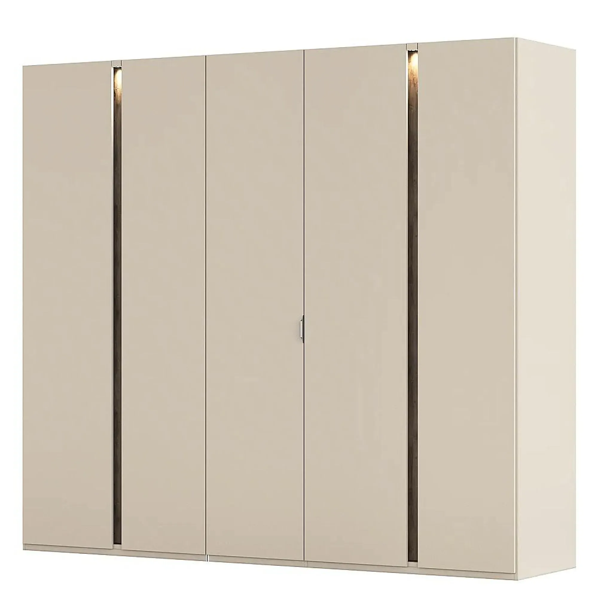 Luana 5 Door Wardrobe with Lighting - Champagne, Atlantic Dark Oak