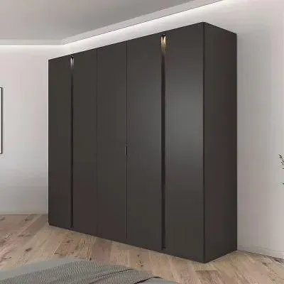 Luana 5 Door Wardrobe with Lighting - Graphite, Atlantic Dark Oak