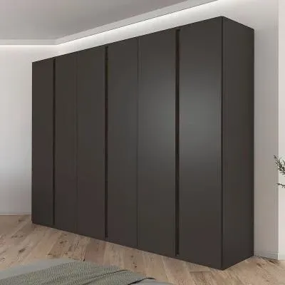 Luana 6 Door Wardrobe - Graphite, Atlantic Dark Oak