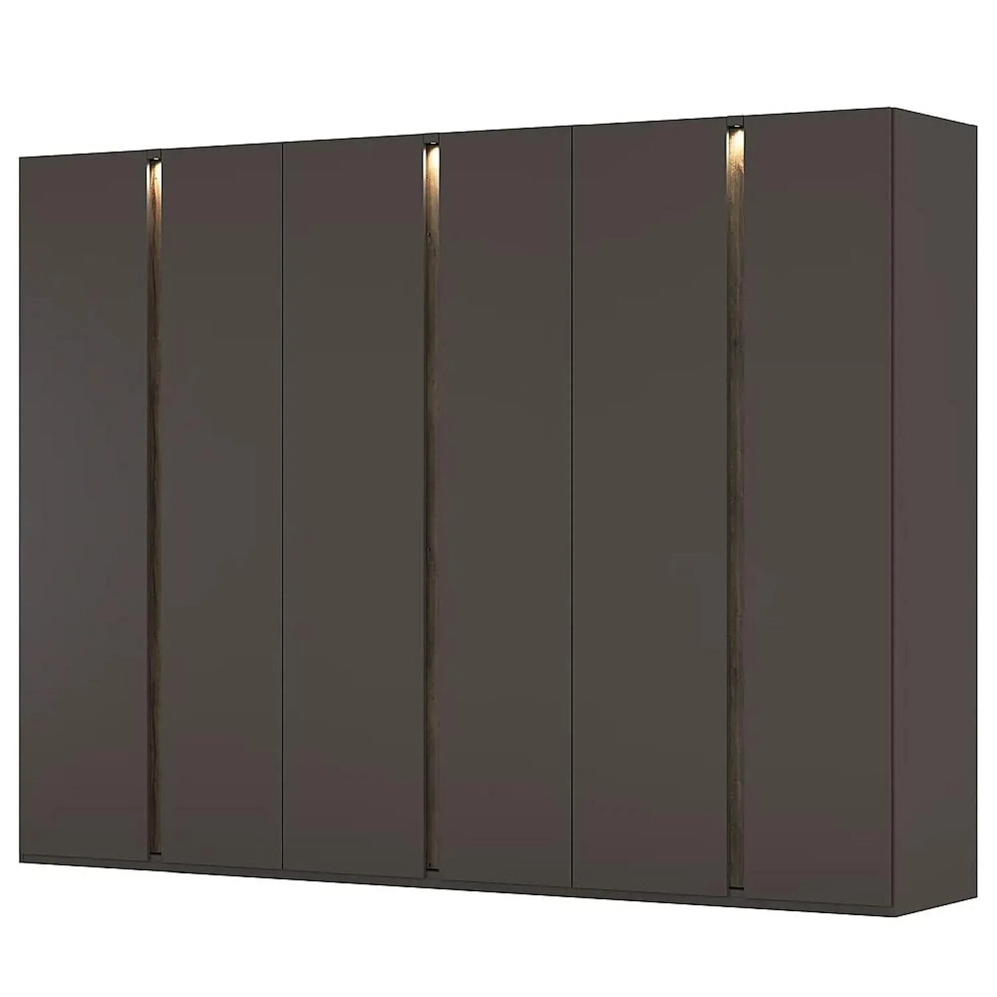 Luana 6 Door Wardrobe with Lighting - Graphite, Atlantic Dark Oak