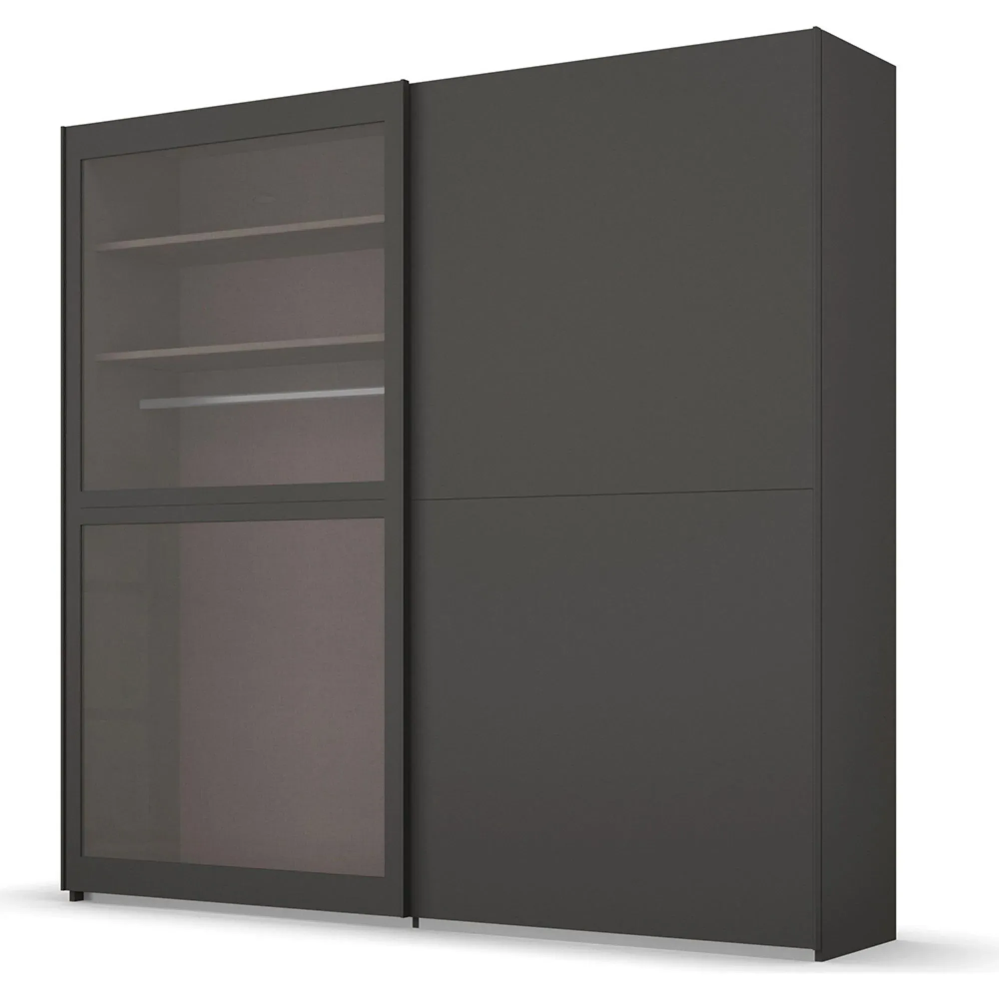 Lumis 2 Door Sliding Wardrobe - Graphite, Glass