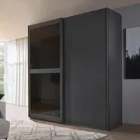 Lumis 2 Door Sliding Wardrobe - Graphite, Glass