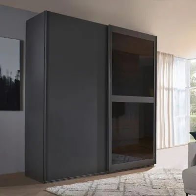 Lumis 2 Door Sliding Wardrobe - Graphite, Glass image