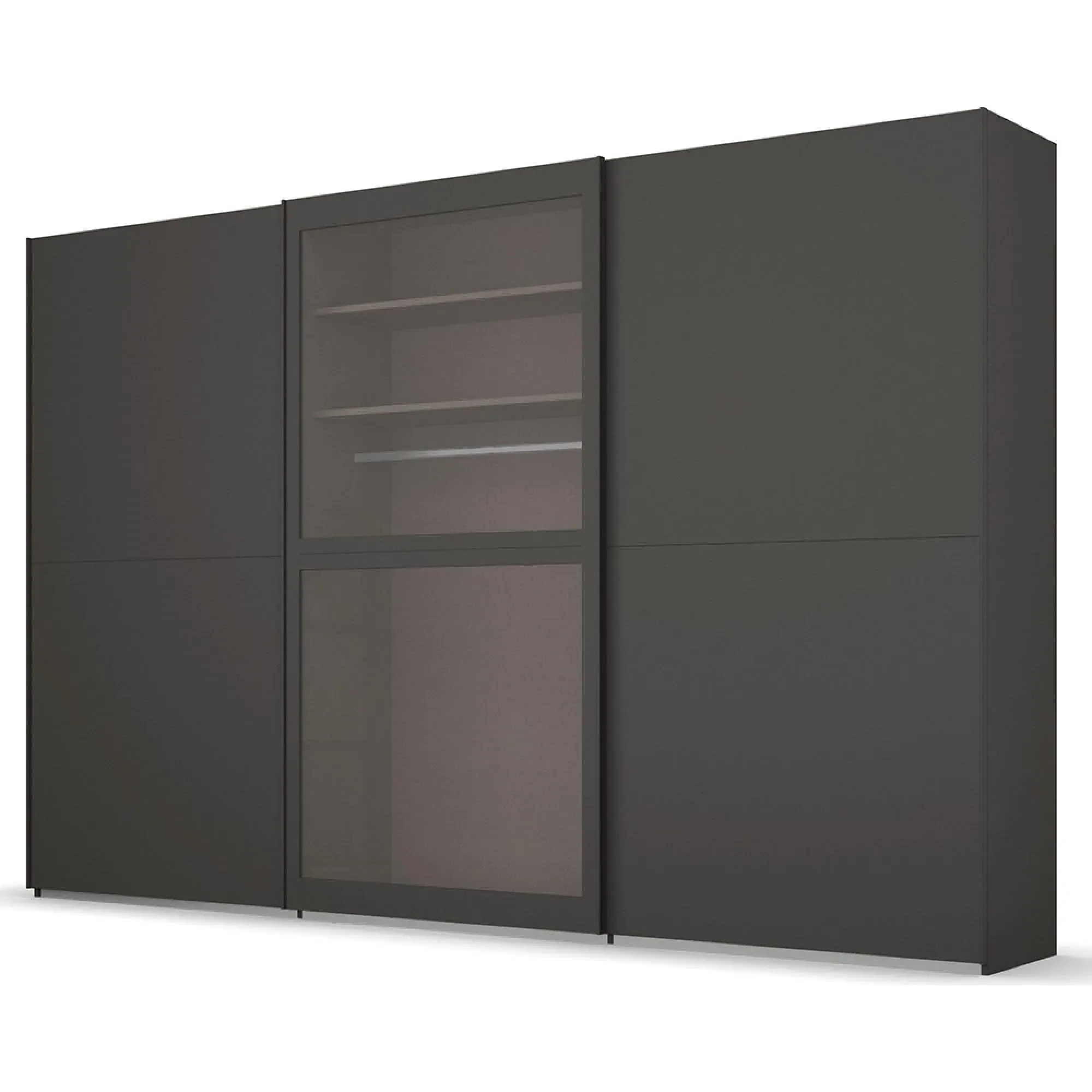Lumis 3 Door Sliding Wardrobe - Graphite, Glass