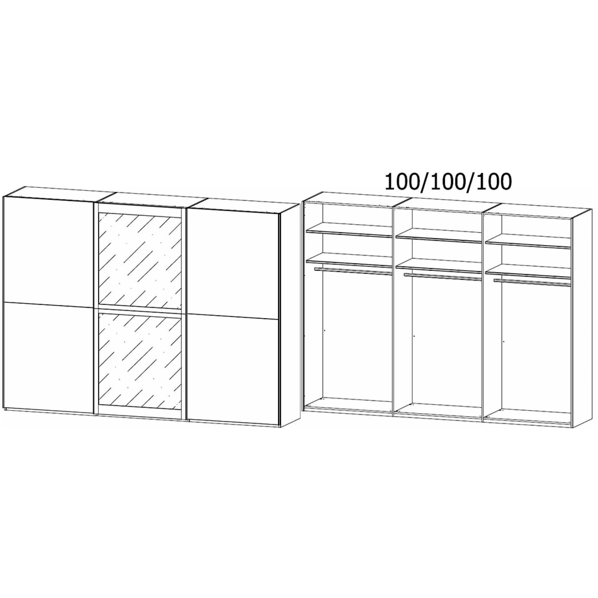 Lumis 3 Door Sliding Wardrobe - Graphite, Glass