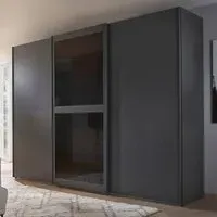 Lumis 3 Door Sliding Wardrobe - Graphite, Glass
