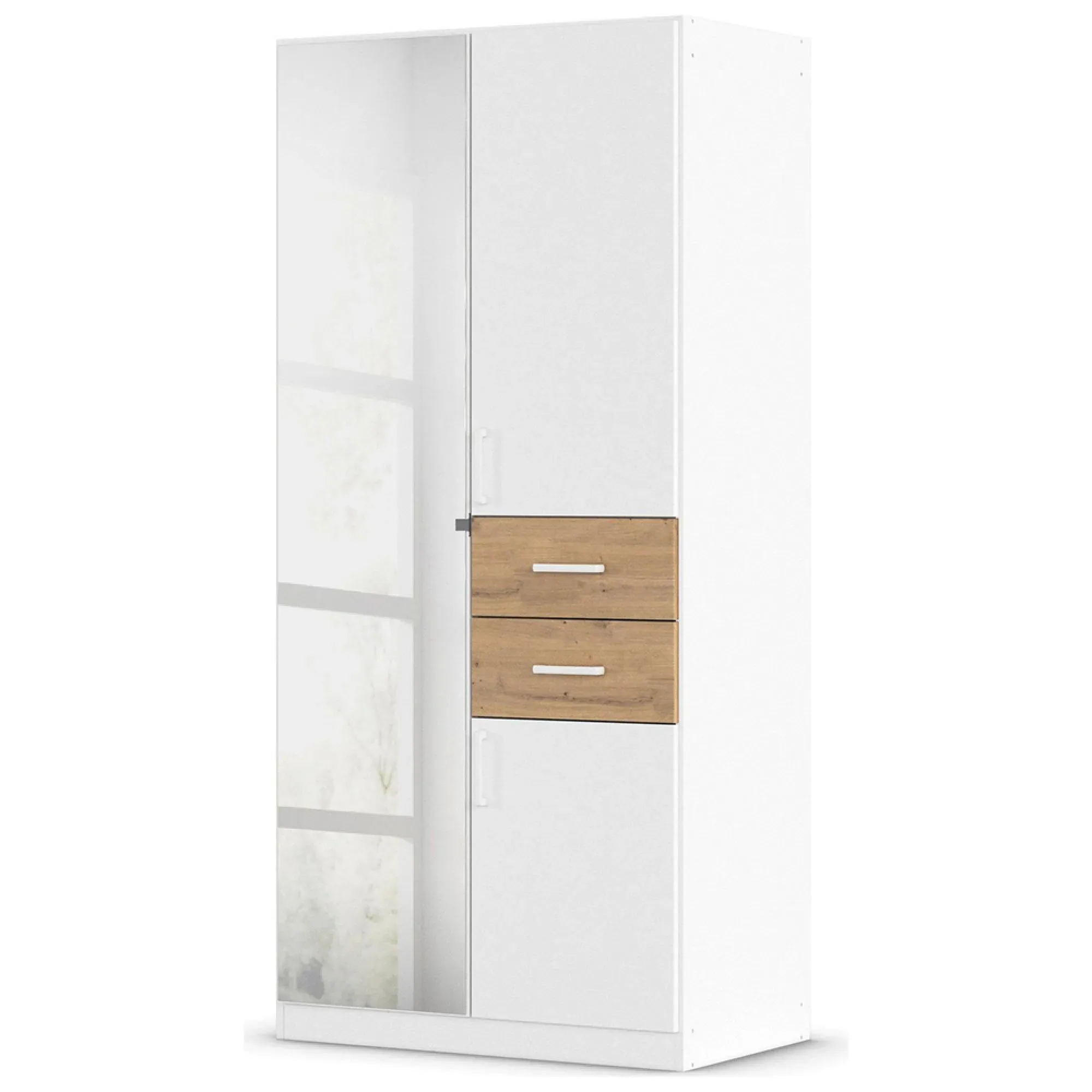 Maika 3 Door Combi Wardrobe - Alpine White, Artisan Oak
