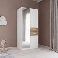 Maika 3 Door Combi Wardrobe - Alpine White, Artisan Oak