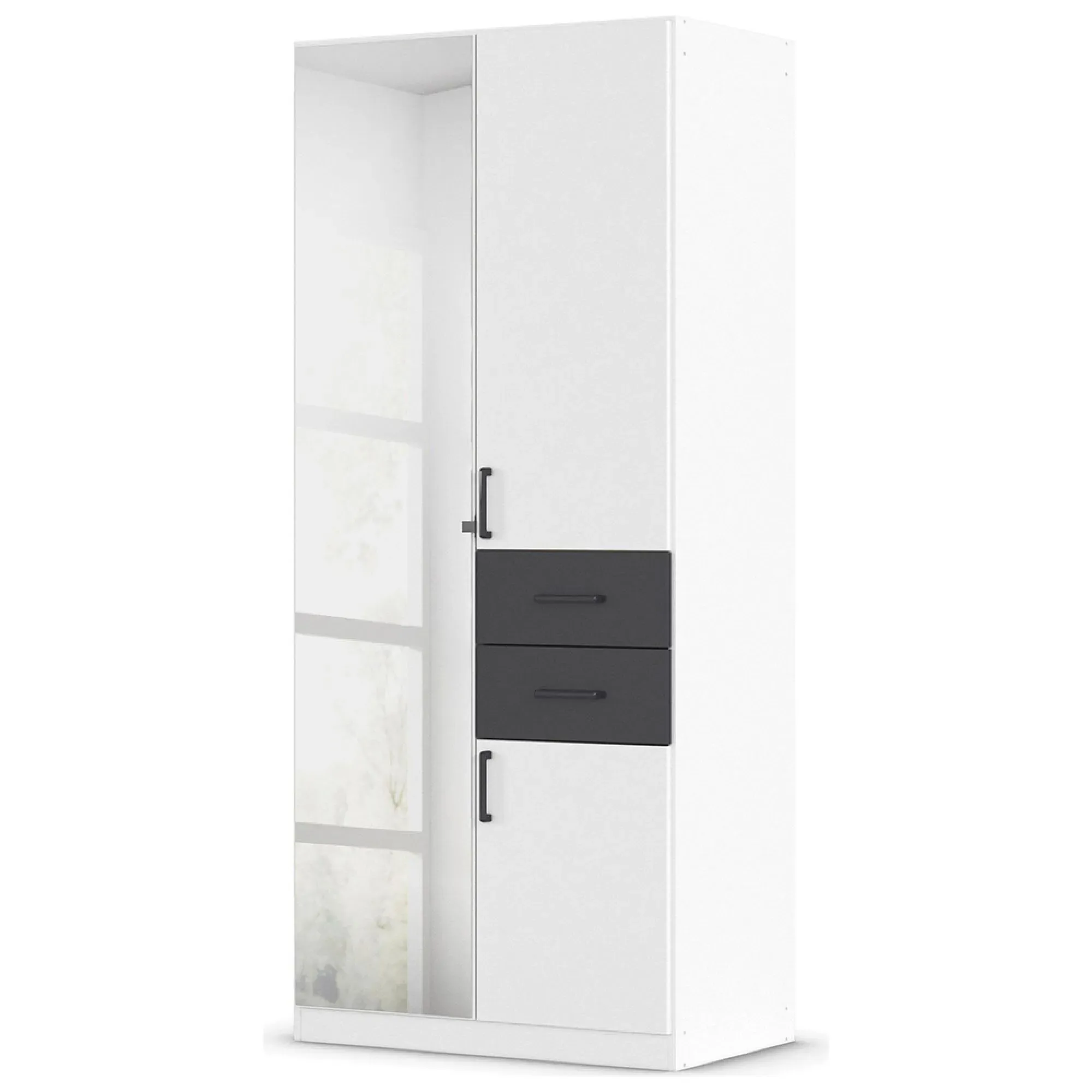 Maika 3 Door Combi Wardrobe - Alpine White, Metallic Dark Grey