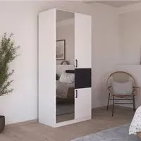 Maika 3 Door Combi Wardrobe - Alpine White, Metallic Dark Grey