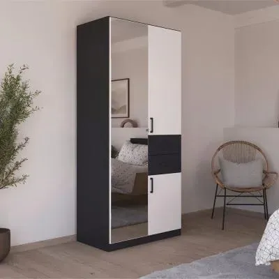 Maika 3 Door Combi Wardrobe - Metallic Dark Grey