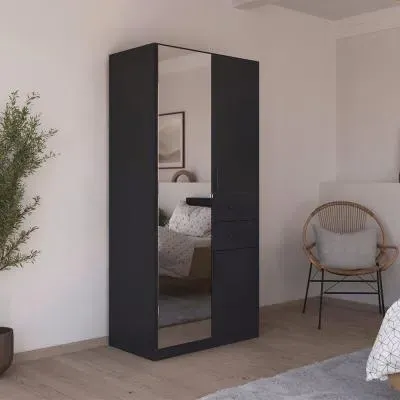 Maika 3 Door Combi Wardrobe - Metallic Dark Grey