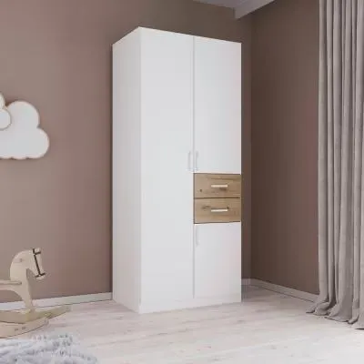Maika 3 Door Wardrobe - Alpine White, Artisan Oak