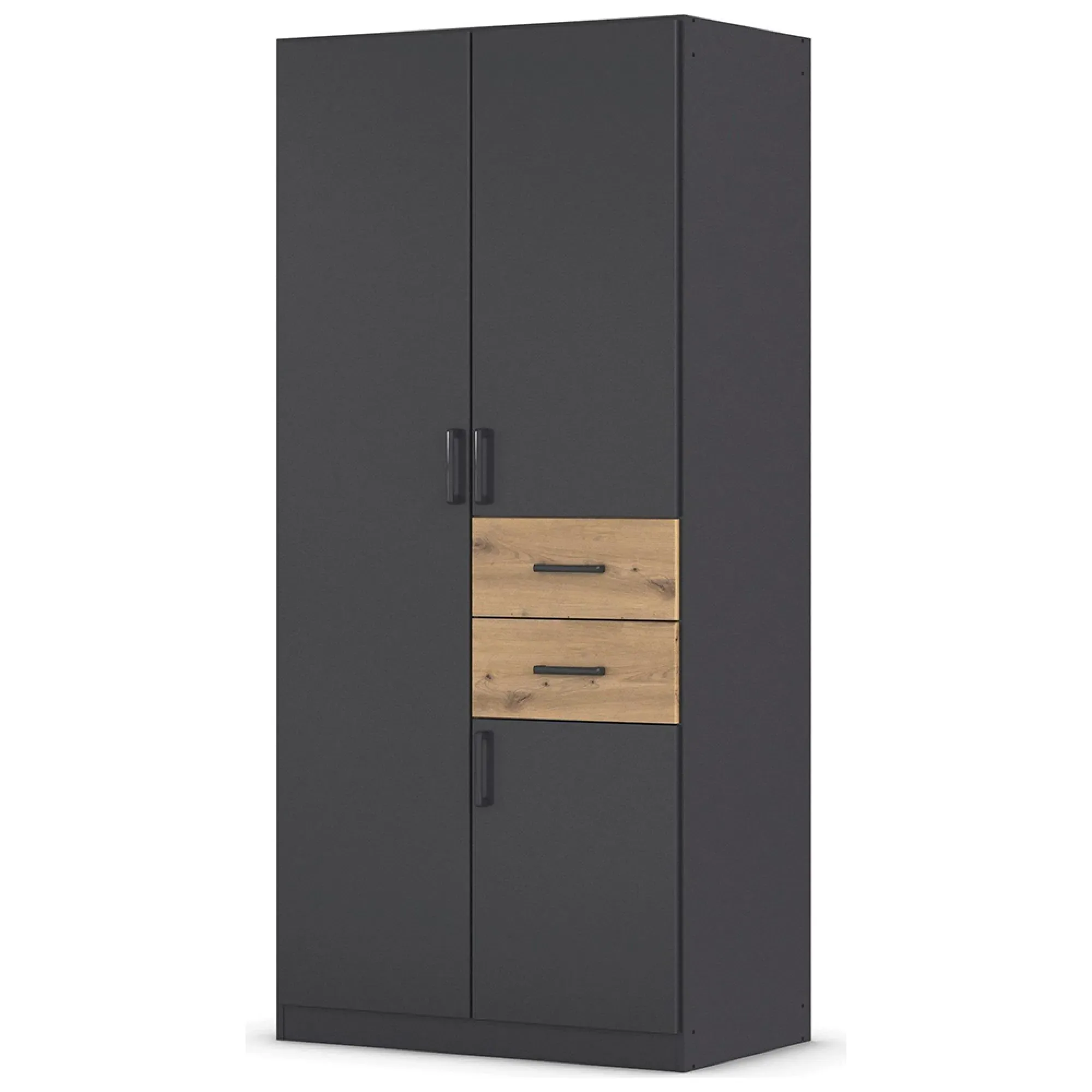Maika 3 Door Wardrobe - Metallic Dark Grey, Artisan Oak