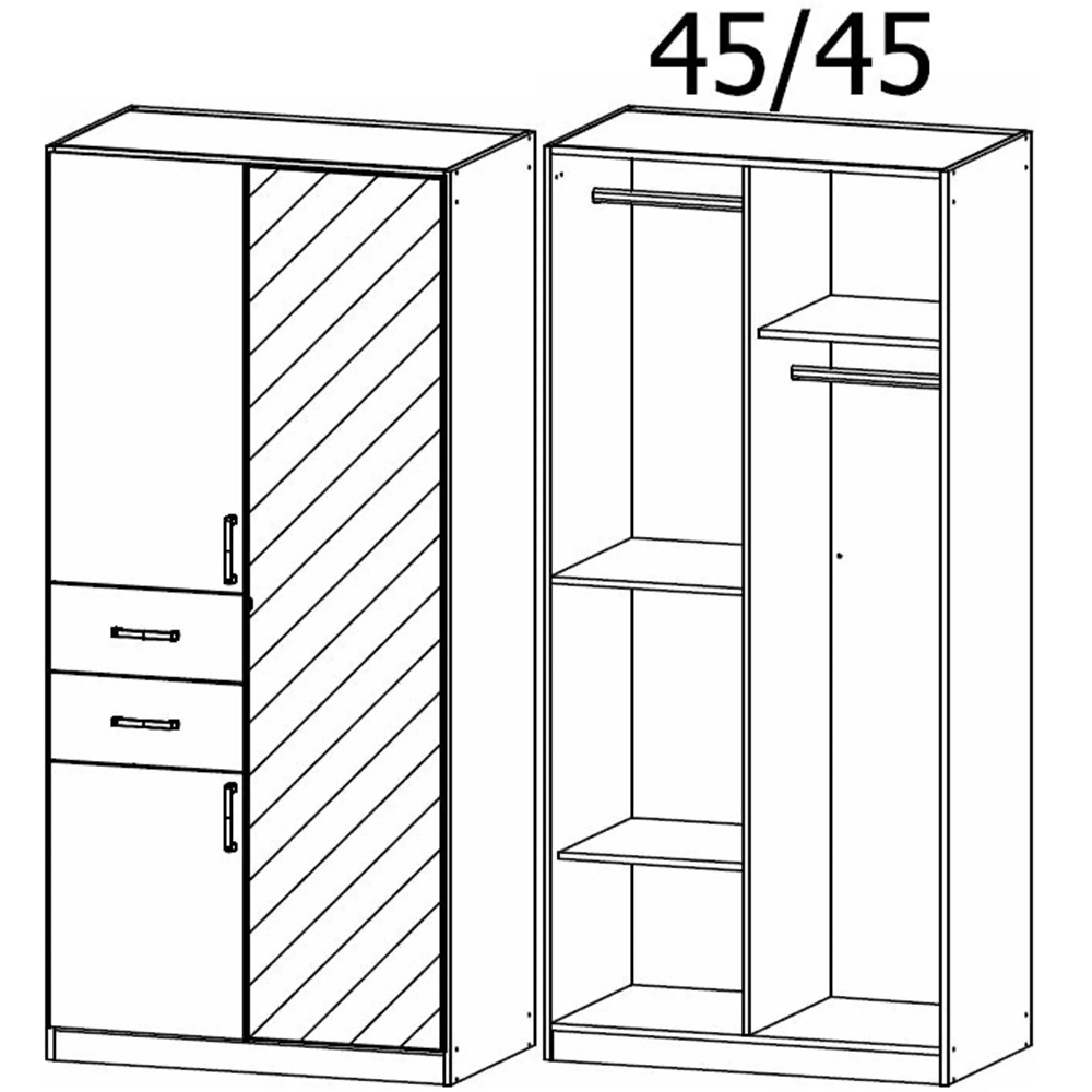 Maika 3 Door Wardrobe - Metallic Dark Grey, Artisan Oak