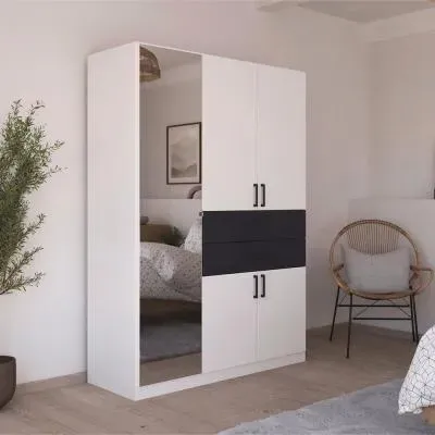 Maika 5 Door Combi Wardrobe - Alpine White