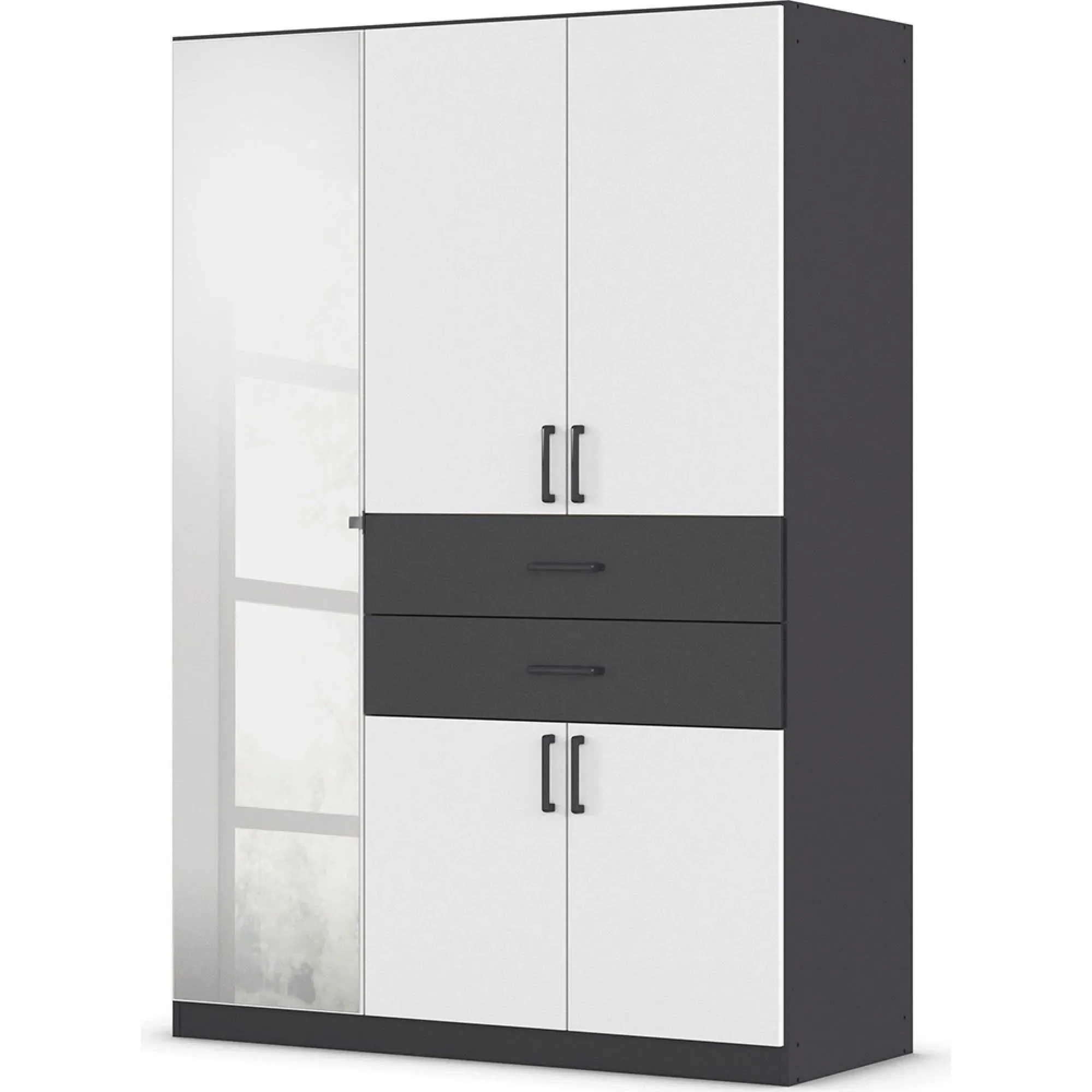 Maika 5 Door Wardrobe - Metallic Dark Grey, Alpine White