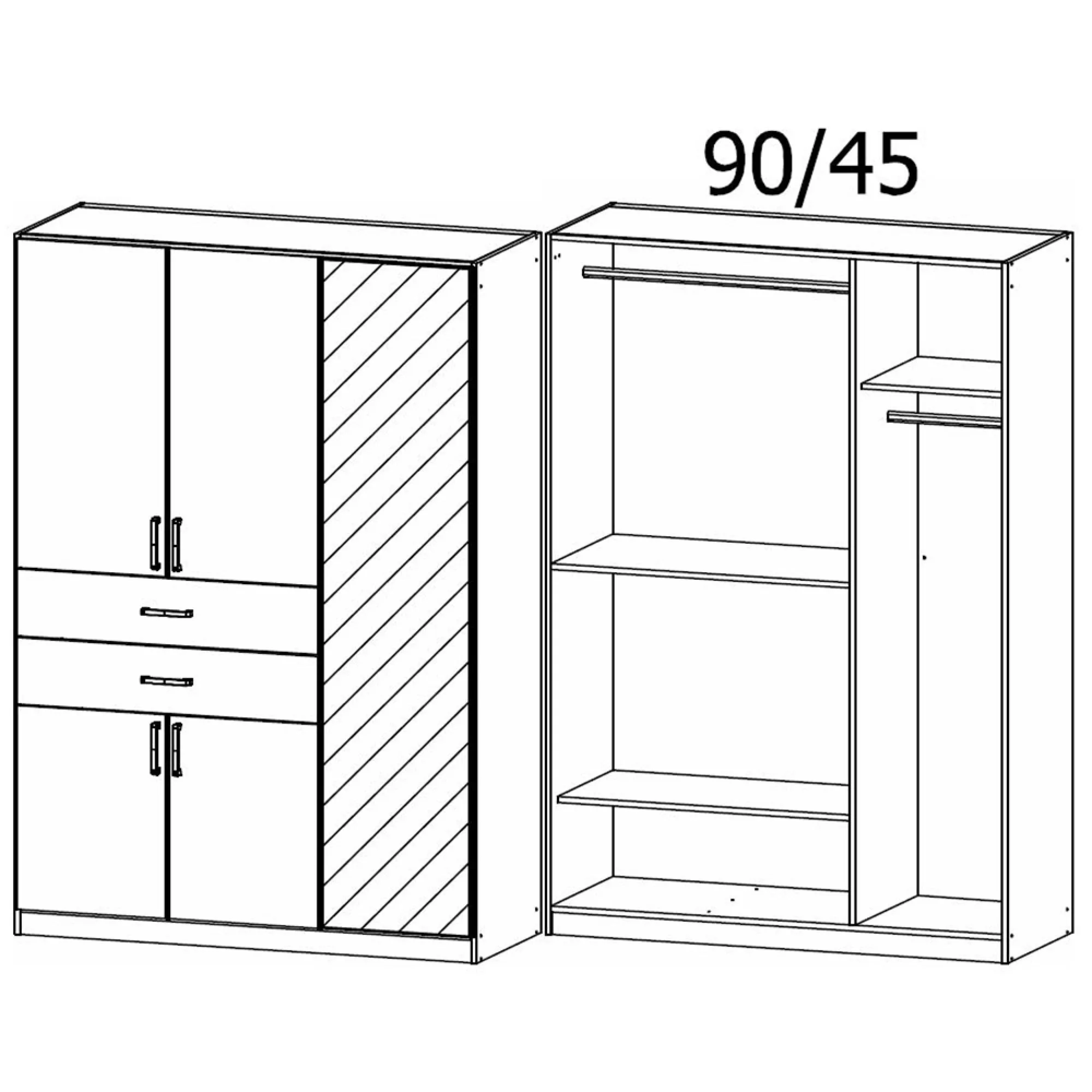 Maika 5 Door Wardrobe - Metallic Dark Grey, Alpine White