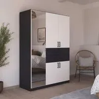 Maika 5 Door Wardrobe - Metallic Dark Grey, Alpine White