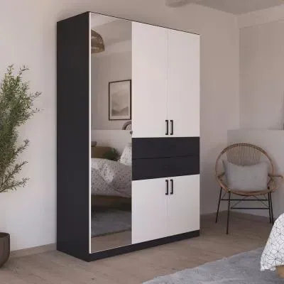 Maika 5 Door Wardrobe - Metallic Dark Grey, Alpine White