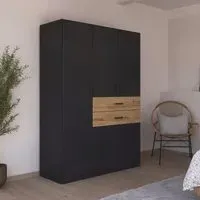 Maika 5 Door Wardrobe - Metallic Dark Grey