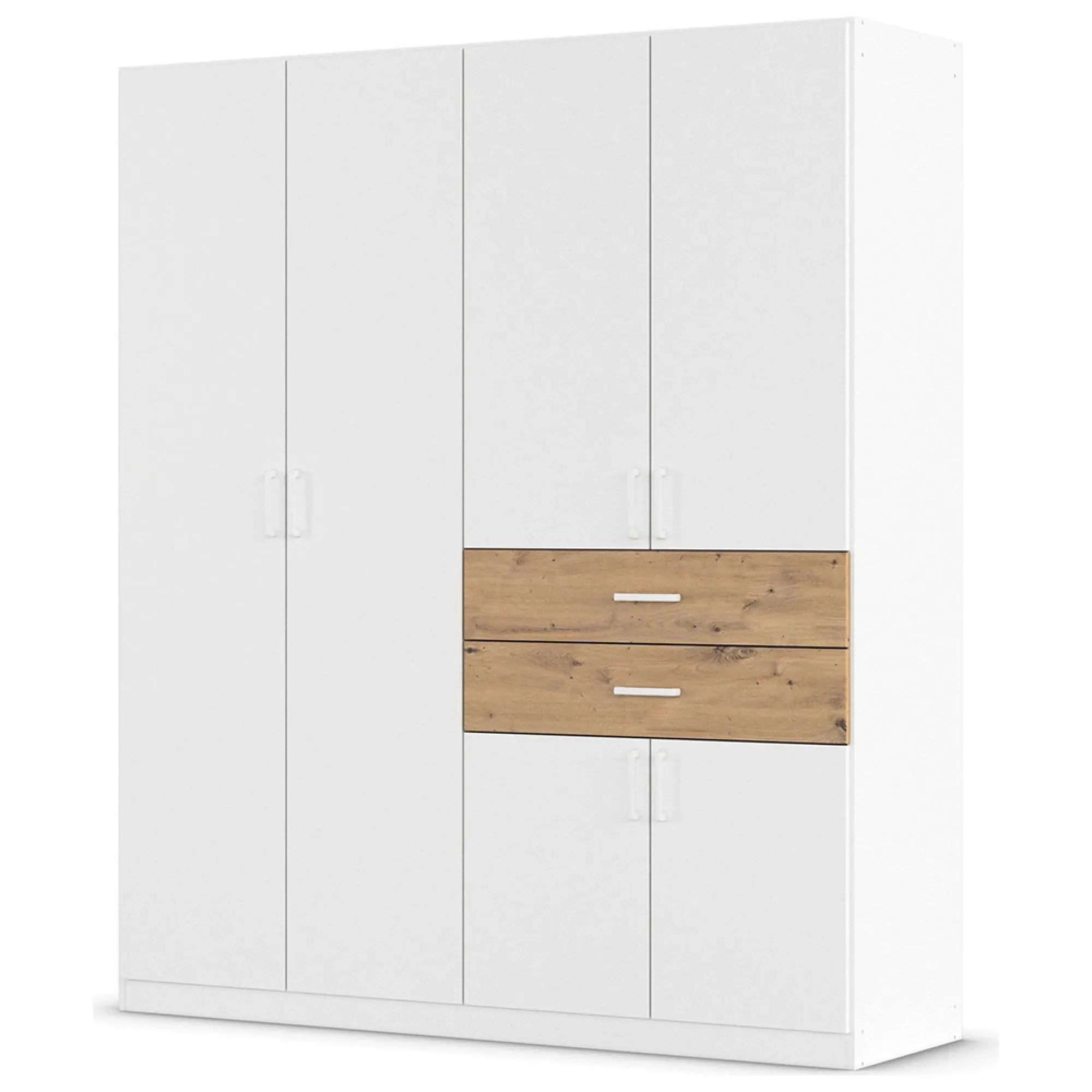 Maika 6 Door Wardrobe - Alpine White, Artisan Oak