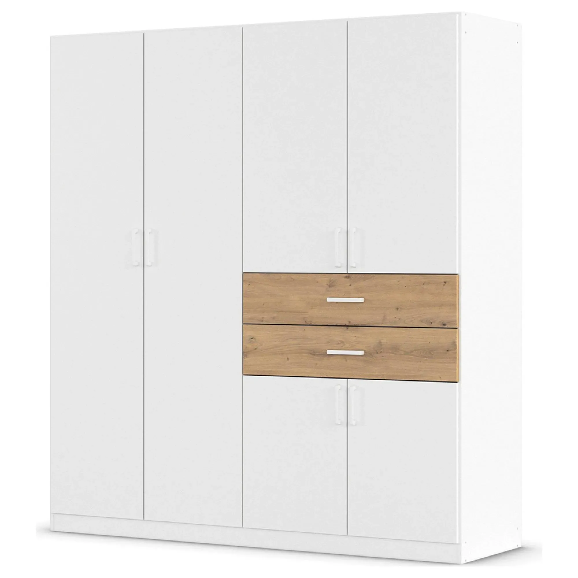 Maika 6 Door Wardrobe - Alpine White, Artisan Oak