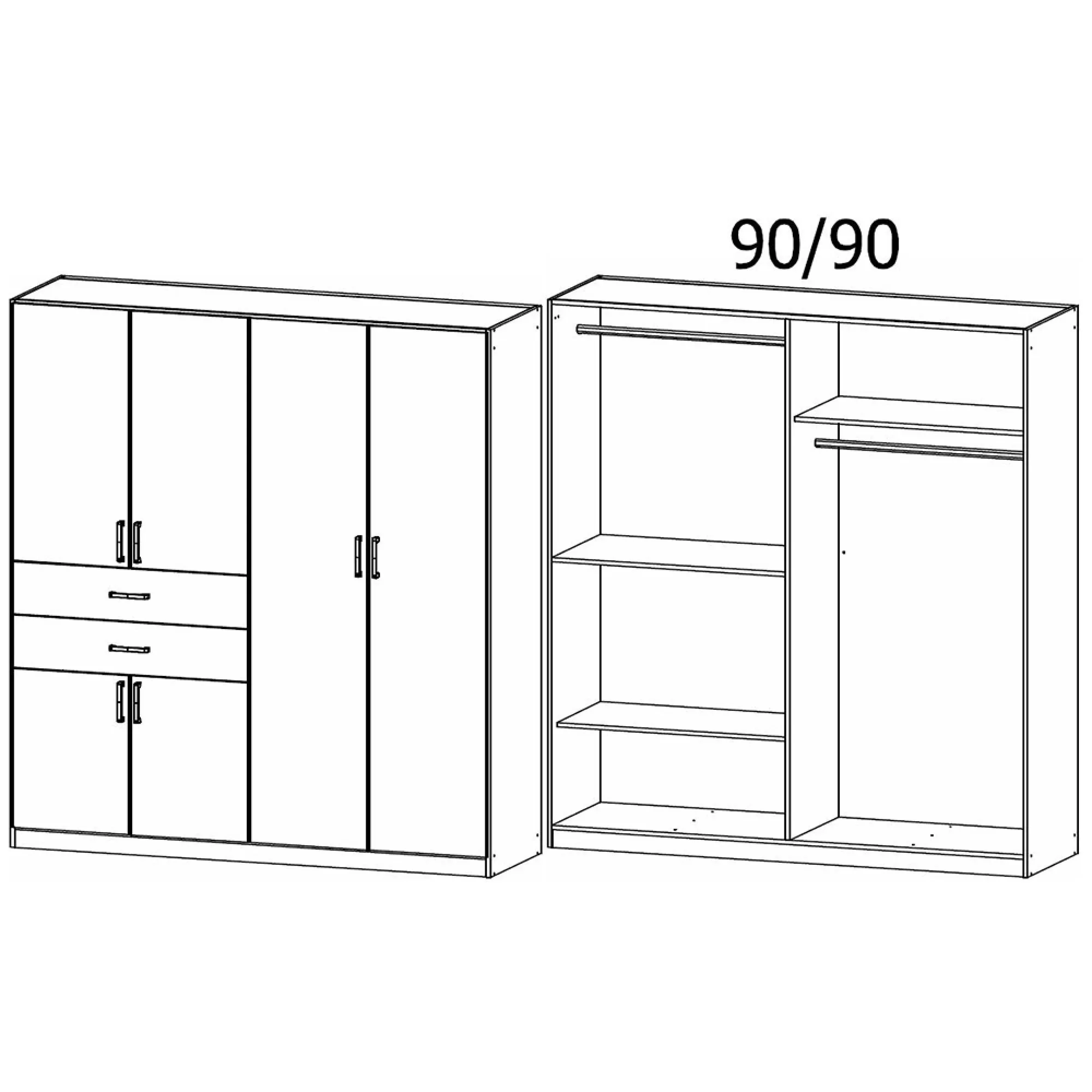 Maika 6 Door Wardrobe - Alpine White, Artisan Oak