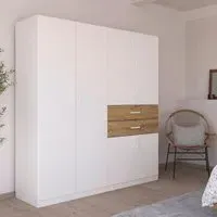 Maika 6 Door Wardrobe - Alpine White, Artisan Oak