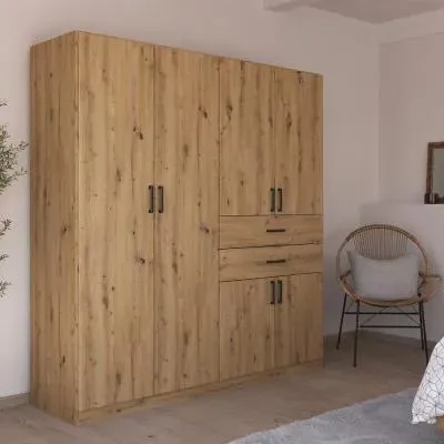 Maika 6 Door Wardrobe - Artisan Oak