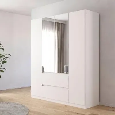 Mainz Plus 4 Door Combi Wardrobe - Alpine White