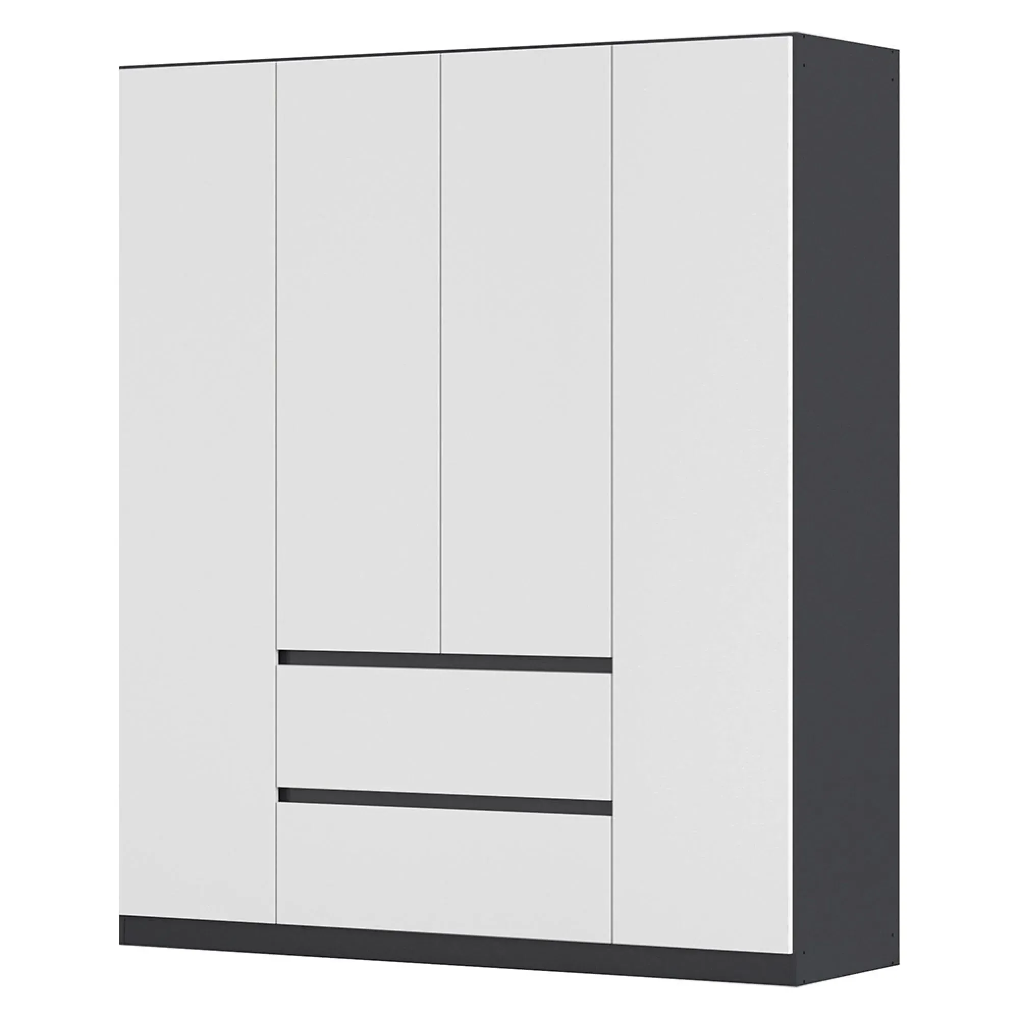 Mainz Plus 4 Door Wardrobe with Drawer - Metallic Dark Grey