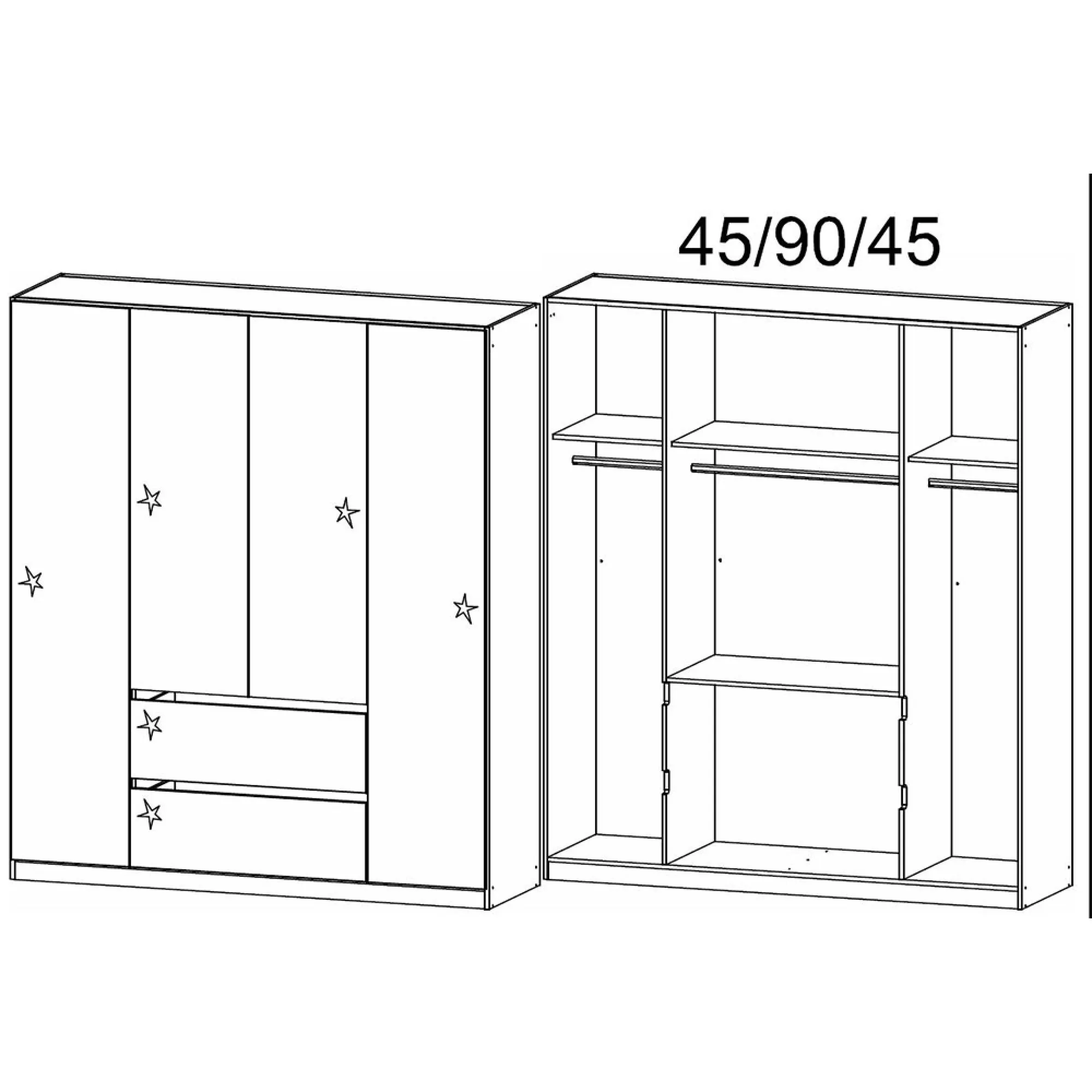 Mainz Plus 4 Door Wardrobe with Drawer - Metallic Dark Grey