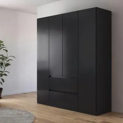 Mainz Plus 4 Door Wardrobe with Drawer - Metallic Dark Grey
