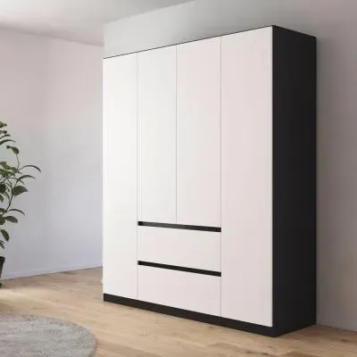 Mainz Plus 4 Door Wardrobe with Drawer - Metallic Dark Grey