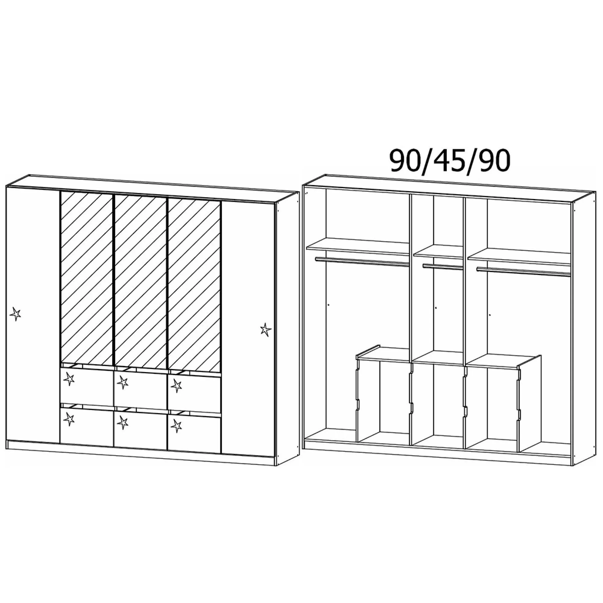 Mainz Plus 5 Door Combi Wardrobe - Sonoma Oak